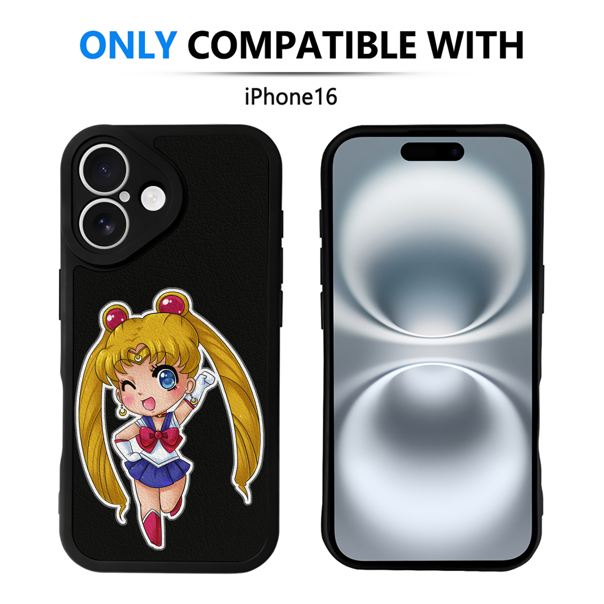 （画像用） 美少女戦士セーラームーン 月野 うさぎ つきの うさぎ Sailor Moon Tsukino Usagi 【iPhone 16シリーズ対応】シリコンスマホケース（レザー調） 材質：シリコン